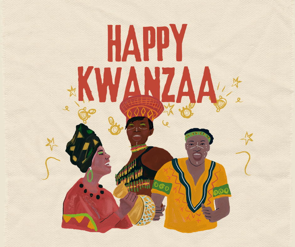 Greetings Kwanzaa Facebook Post in Cream Red Organic Illustration Style