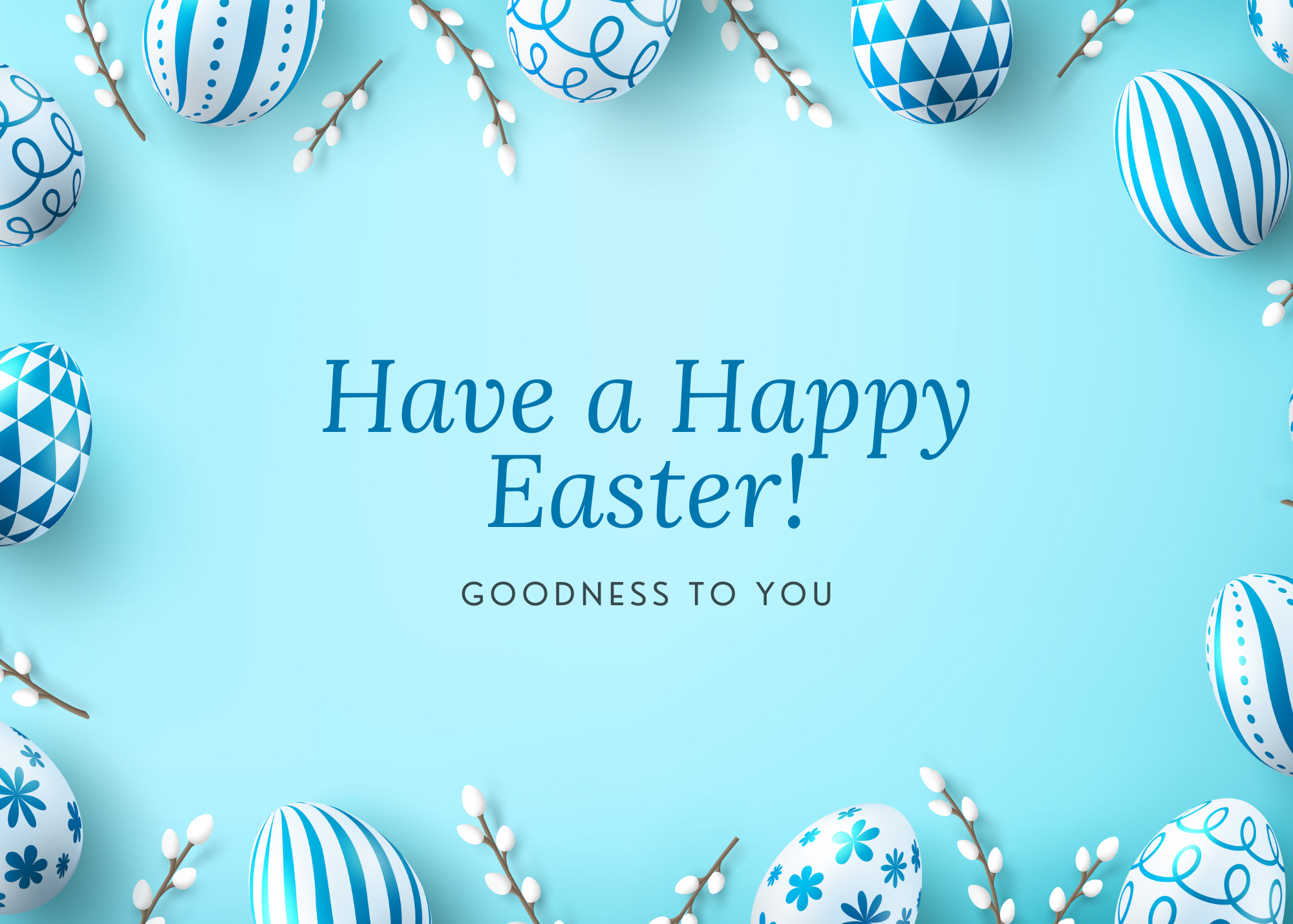 Blue Traditional Happy Easter Card