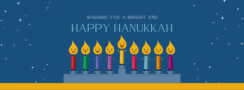 Blue Illustrative Hanukkah Facebook Cover