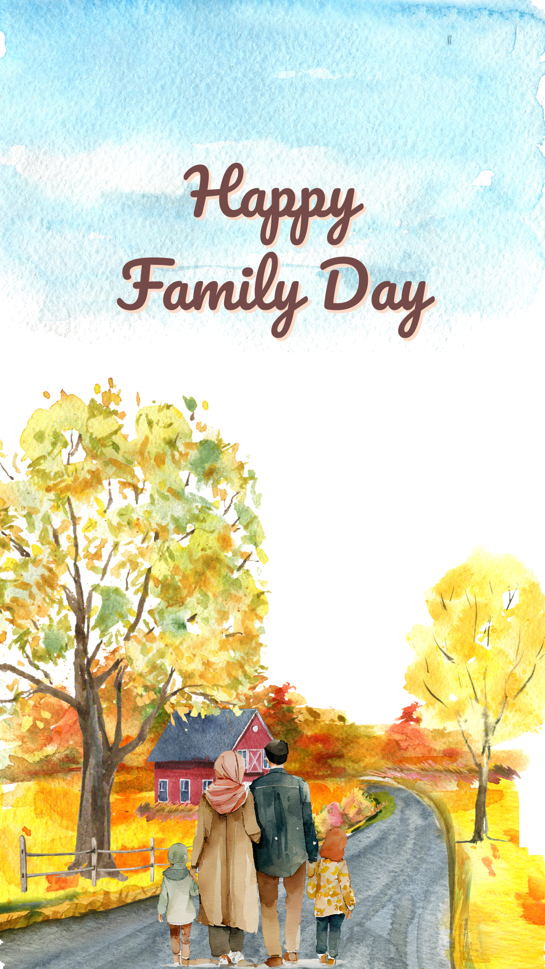 Blue Colorful Illustration Happy Family Day Instagram Story