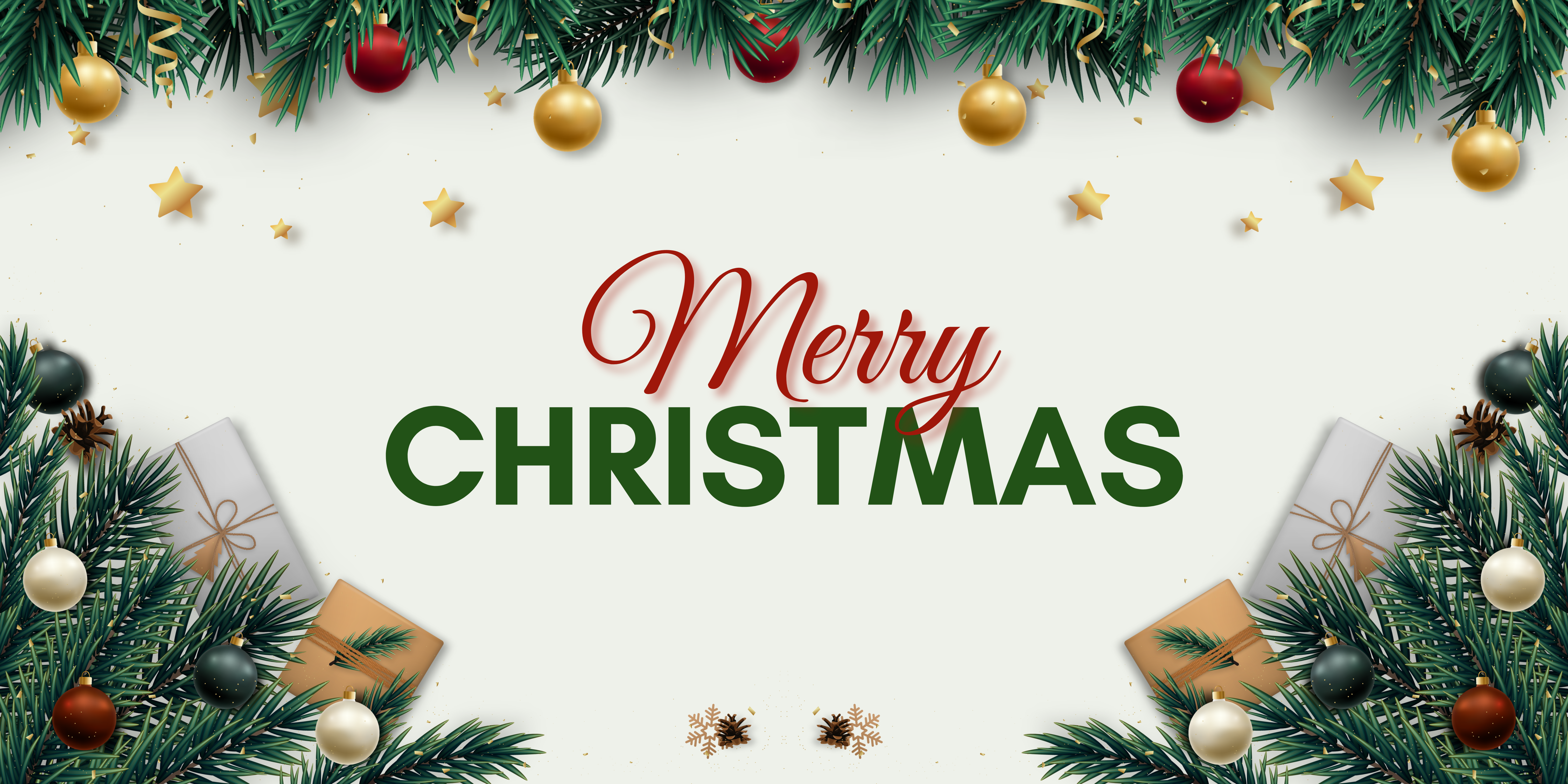 Red Green Minimalist Merry Christmas Banner Landscape (1)